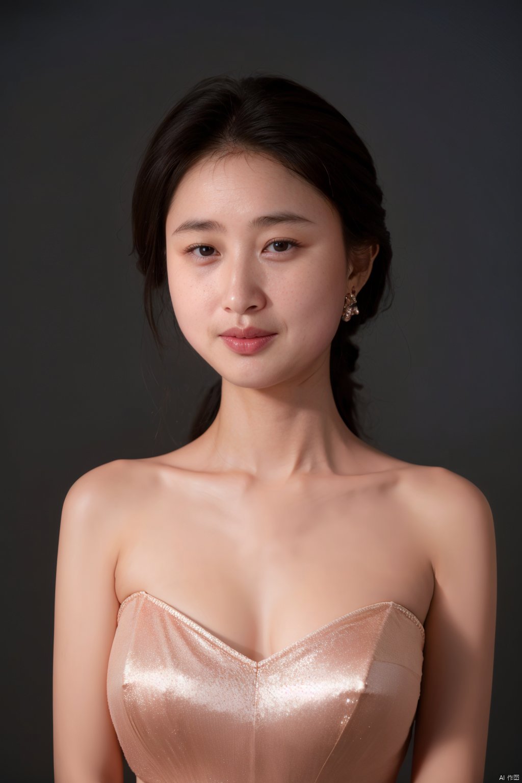  1girl, cleavage,hug breasts,Breast lateral leakage,earrings, solo, Low cut evening gown,jewelry, blue_background, realistic, upper_body, sleeveless, lips, long_hair, brown_eyes, big breasts, evening dress, looking_at_viewer, nose, black_hair,
( chiaroscuro,Fujicolor, UHD, super detail ,raw,85mm,f/1.2,FujifilmXT4,), yiyi, chaoyue, aunt, teacher, xiaolu, zhoudongyu, liuyan, qiangshen, zuo, lichun, xiaoyuer, xueping