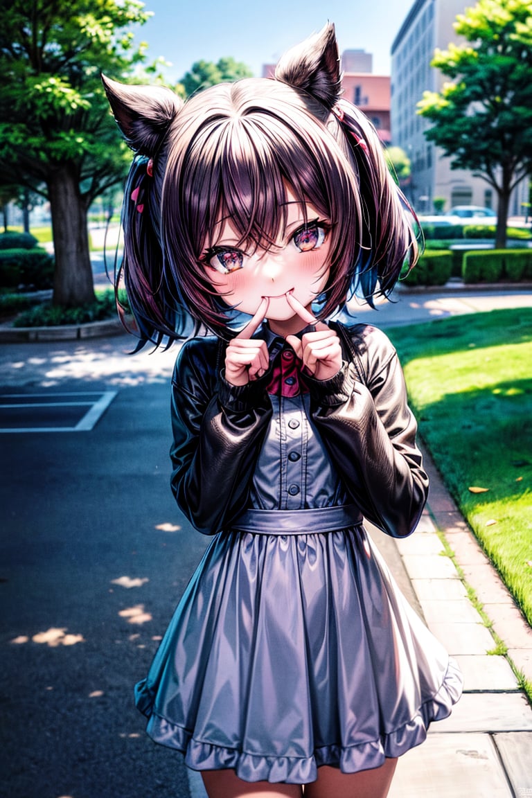 ((anime chibi style)),  cute looking kitten with adorable eyes in the park,  dynamic angle,  depth of field High detailed,  masterpiece,  best quality,  8K,  highres,  1girl,  young cute girl,  fingersmile,  finger to mouth,<lora:EMS-179-EMS:0.800000>,<lora:EMS-285036-EMS:0.700000>