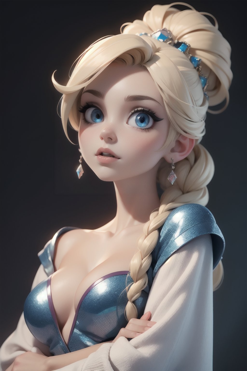 best quality, masterpiece, (elsa:0.8), upper body, blue eyes,