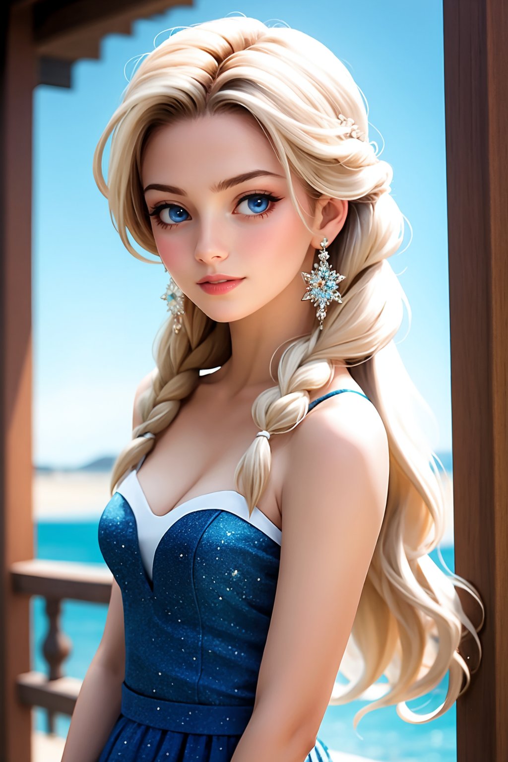 best quality, masterpiece, (elsa:0.8), upper body, blue eyes,