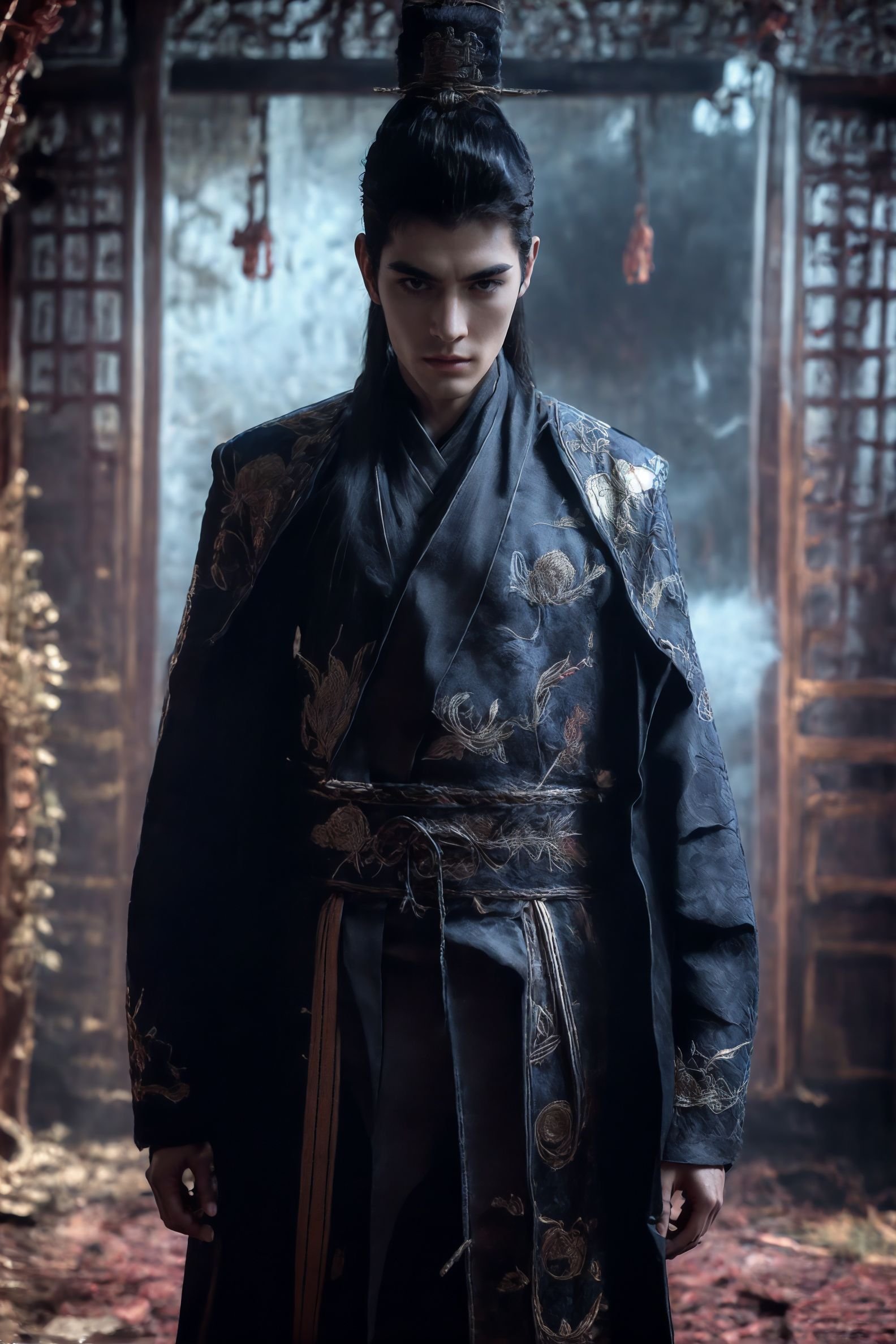 xuer Embroidered Uniform Guard,solo focus,wearing embroidery traditional chinse suit,1boy,solo,the_best_light,handsome_male,<lora:绪儿-锦衣卫 xuer Embroidered Uniform Guard:0.8>,