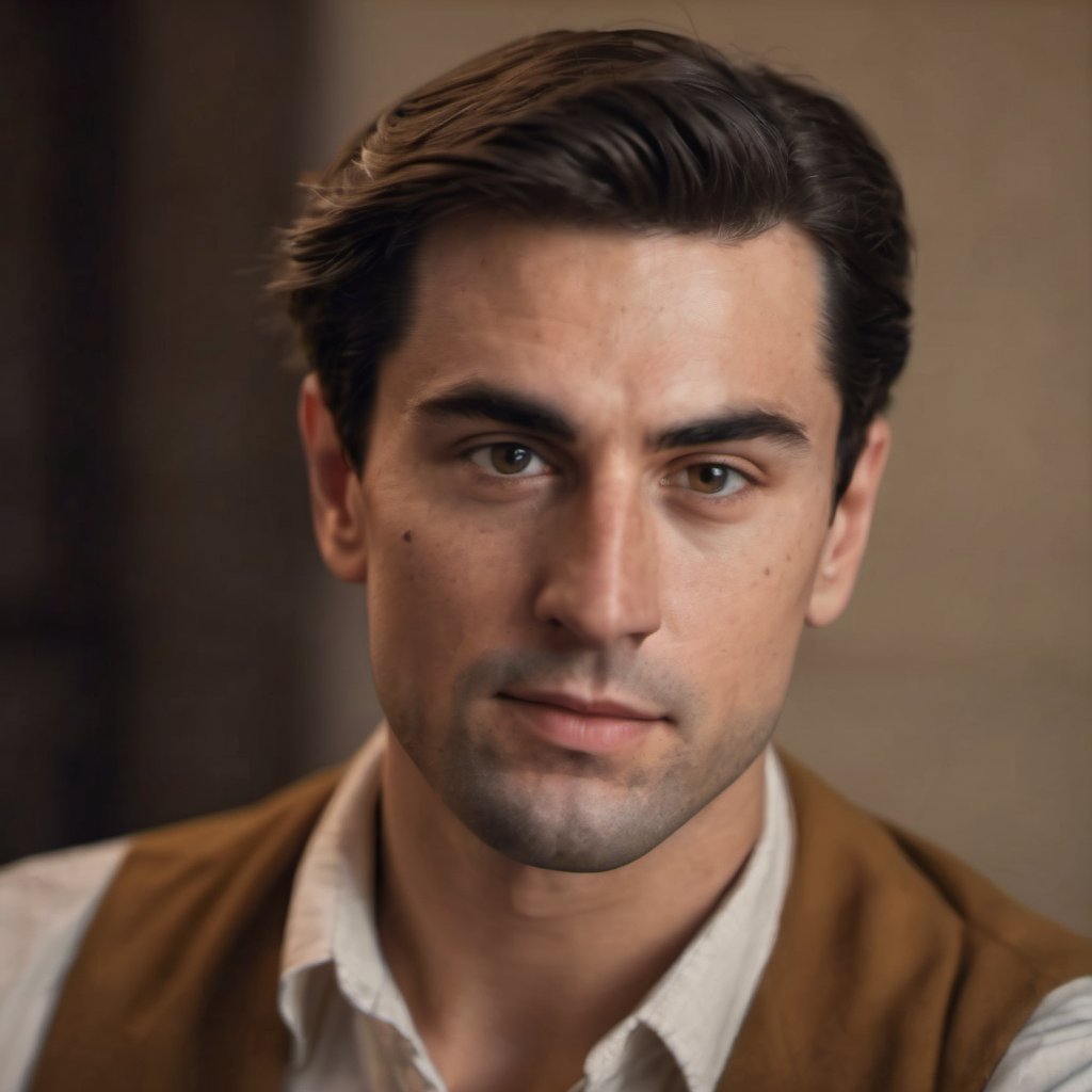 a handsome man, thick eyebrows, looking at the viewer, no background, realistic, photorealistic, European man, soft aesthetic

8k, cinematic lighting, very dramatic, very artistic, soft aesthetic, innocent, art by john singer sargent, greg rutkowski, Camera settings to capture such a vibrant and detailed image would likely include: Canon EOS 5D Mark IV, Lens: 85mm f/1.8, f/4.0, ISO 100, 1/500 sec,