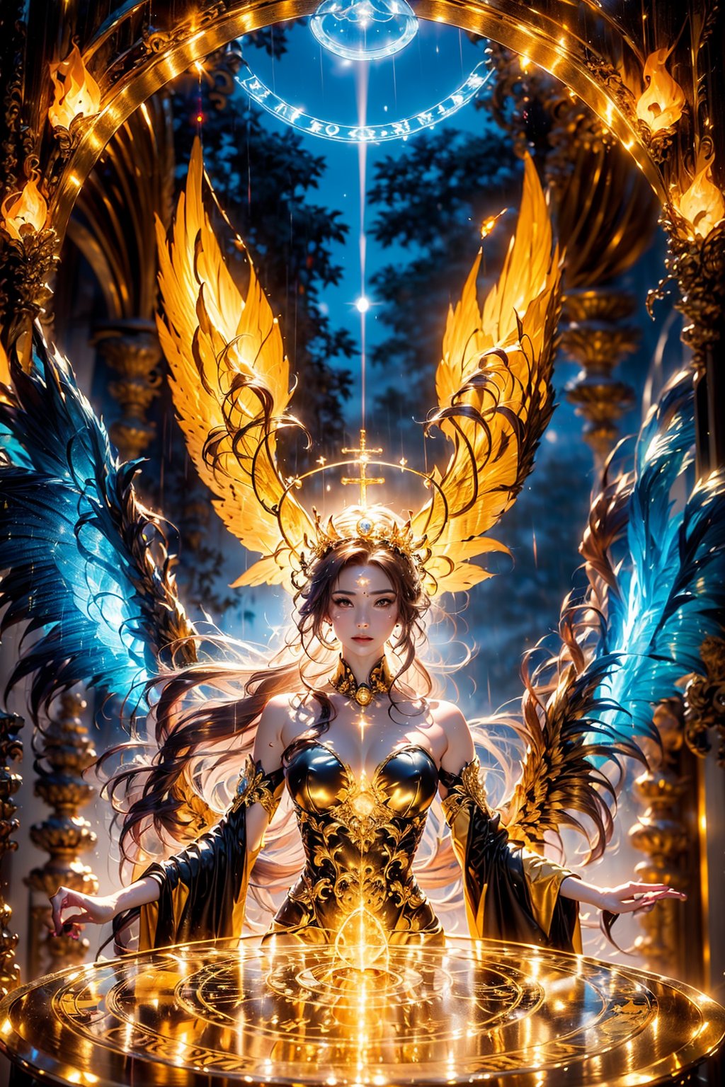 goddess,  holy light , crown,  light of wings,  magic circle,<lora:EMS-286888-EMS:0.900000>