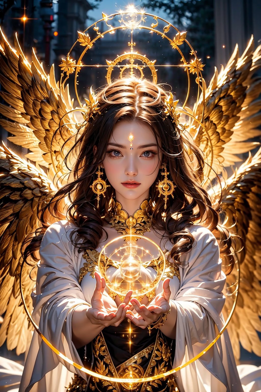 goddess,  holy light , crown,  light of wings,  magic circle,<lora:EMS-286888-EMS:0.600000>