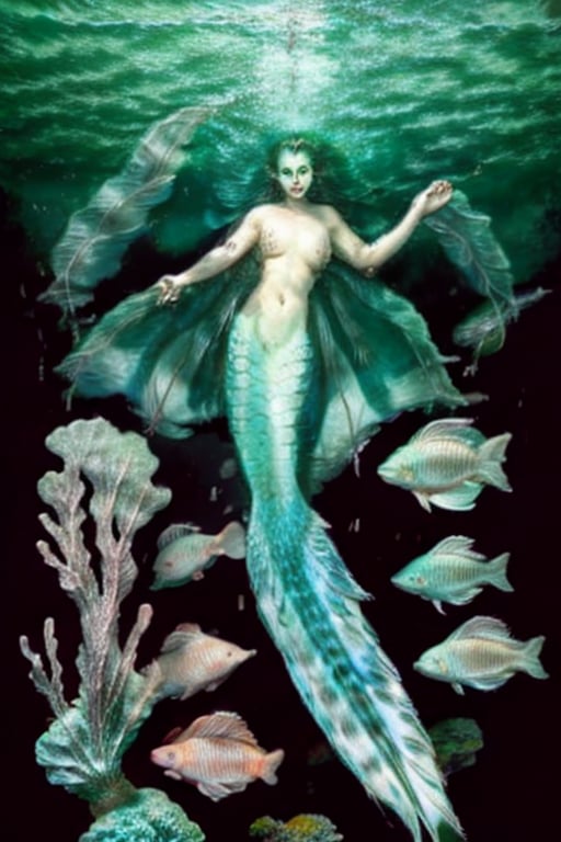 ,Mermaid, underwater scenery