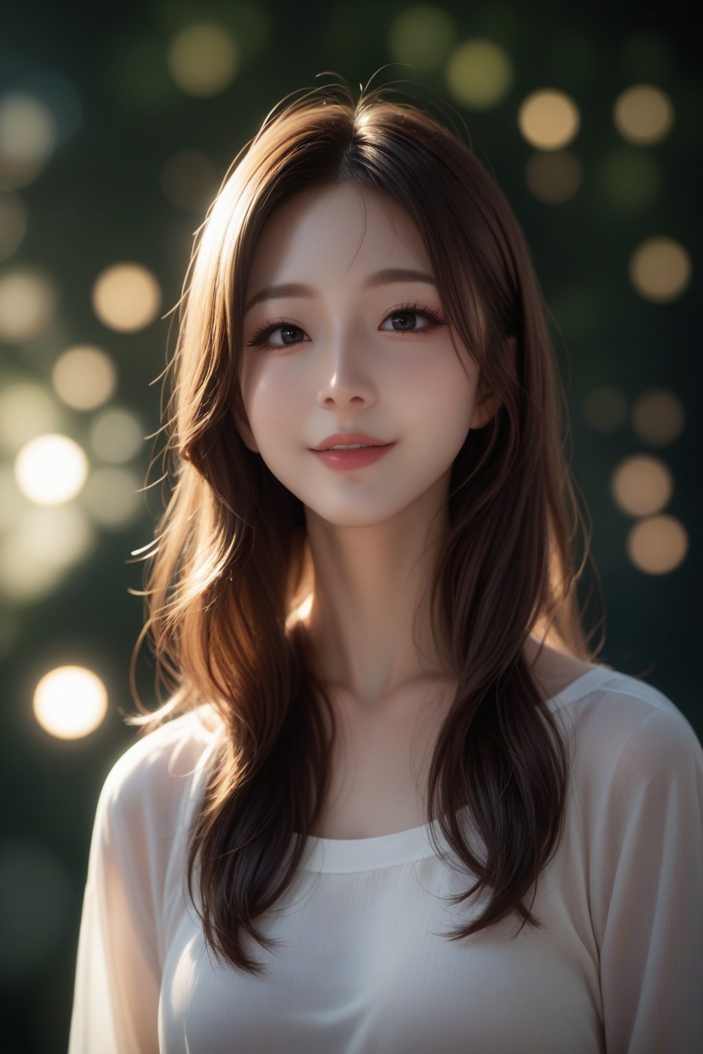 score_9, score_8_up, score_7_up, masterpiece, best quality, 
BREAK
1girl, solo, Japanese girl, long hair, brown hair, upper body, black eyes, lips, realistic, out of focus foreground and background, depth of field, soft bokeh, soft lighting bathes the body and face