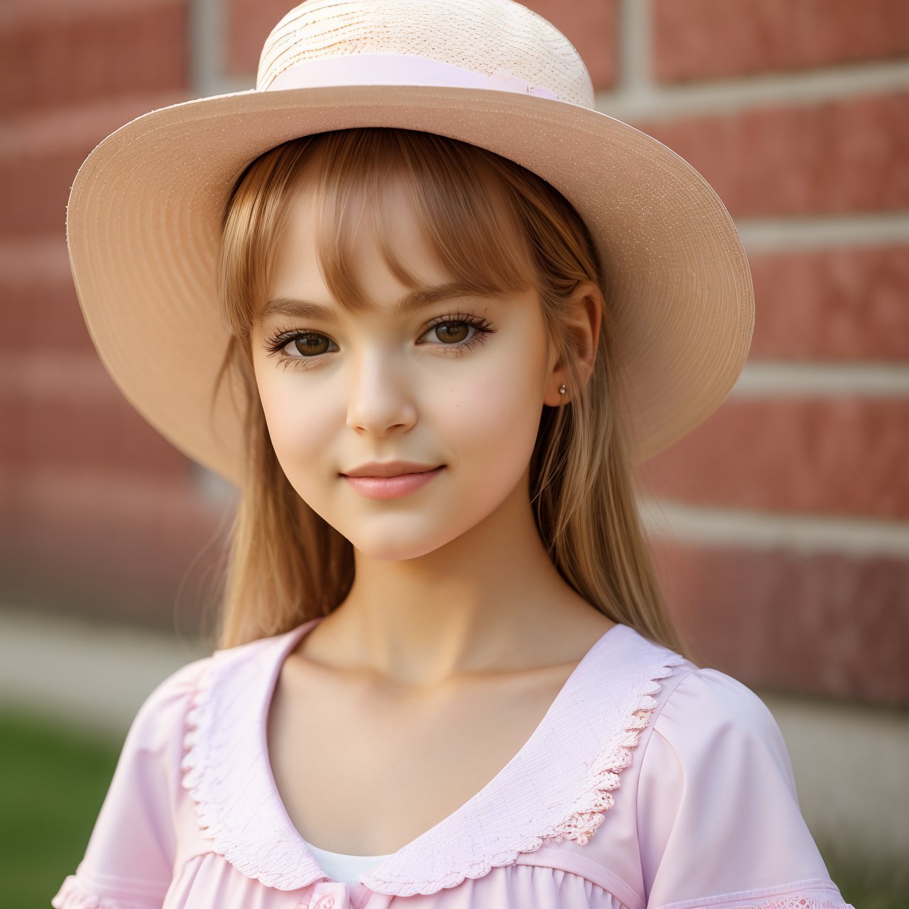 SFW, (masterpiece:1.3), looking at viewer, profile of stunning (AIDA_LoRA_AnC:1.2) <lora:AIDA_LoRA_AnC:0.75> posing for a picture in front of brick wall, cute girl, pretty face, pink shirt, white hat, naughty, funny, happy, playful, intimate, cinematic, insane level of details, intricate pattern, studio photo, kkw-ph1