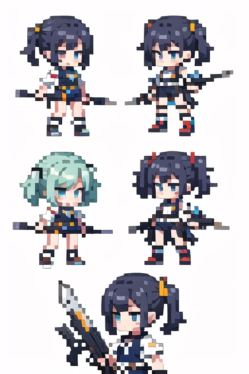 (masterpiece), pixels, pixel arts, chibi, (1girls), white background, weapon, knight