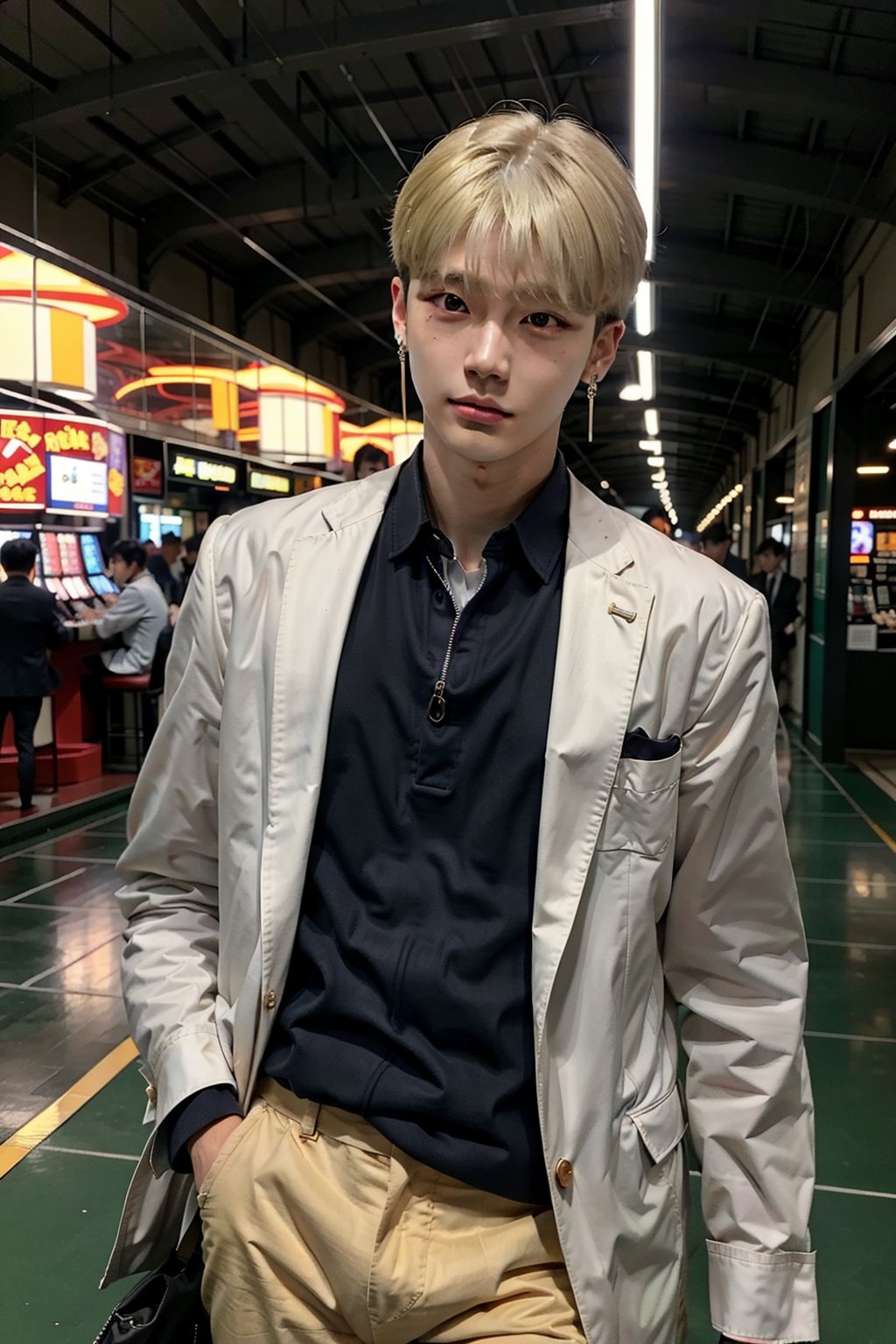 male face,ikemen, kpop,ikemen, kpop,ikemen, handsome, earrings, blue and blond hair, suits, earrings, young handsome asian male,young handsome asian male, casino