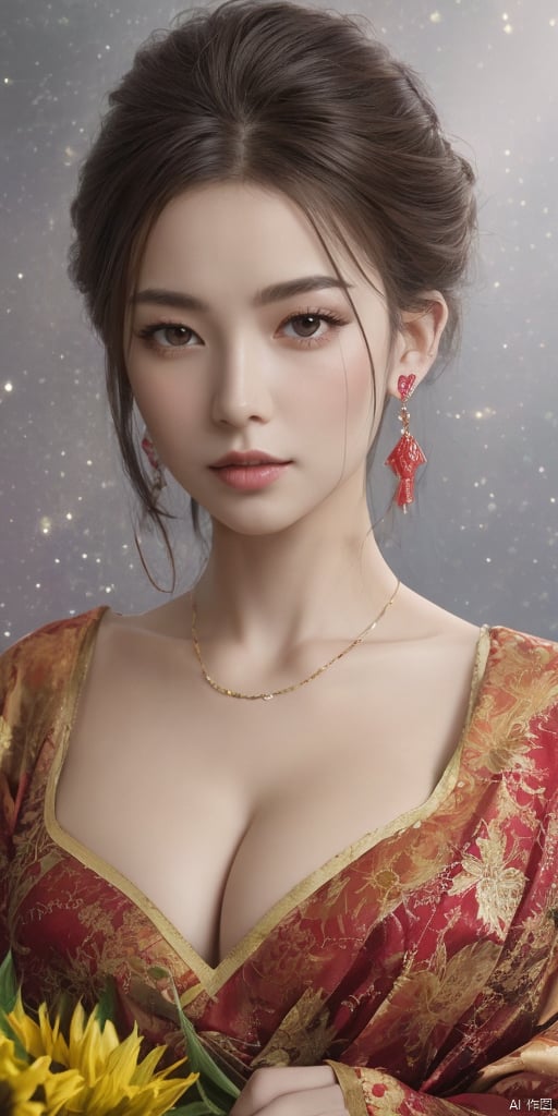  1girl,Han Chinese girls,purple Hanfu,,full body,feathers,floating object,floating weapon,chinese clothes,large breasts,sunflower,jewelry, earrings,lips, makeup, portrait, eyeshadow, realistic, nose,{{best quality}}, {{masterpiece}}, {{ultra-detailed}}, {illustration}, {detailed light}, {an extremely delicate and beautiful}, a girl, {beautiful detailed eyes}, stars in the eyes, messy floating hair, colored inner hair, Starry sky adorns hair, depth of field, large breasts,cleavage,blurry, no humans, traditional media, gem, crystal, still life, Dance,movements, All the Colours of the Rainbow,zj,
simple background, shiny, blurry, no humans, depth of field, black background, gem, crystal, realistic, red gemstone, still life,