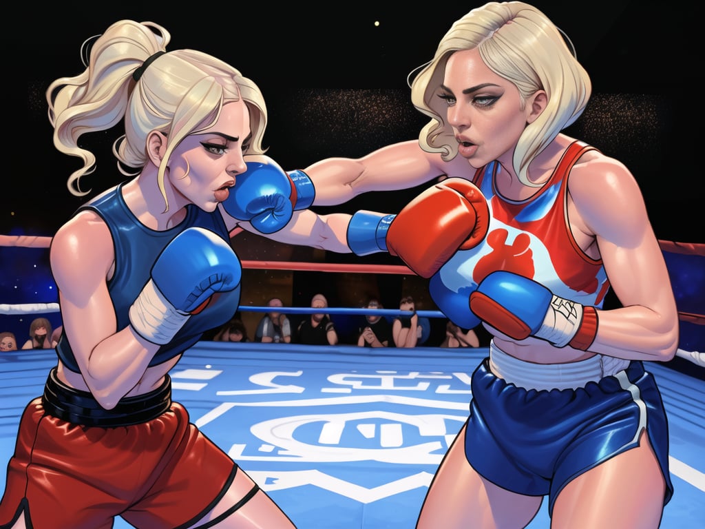 Madonna punching Lady Gaga, Intergalactic Boxing Match in Outer Space