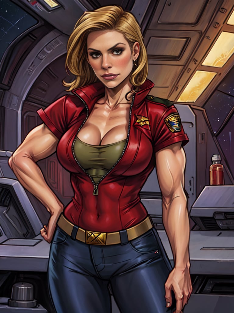 add_detail, masterpiece, Katee Sackhoff is a Ranger on the Battlestar Galactica, 