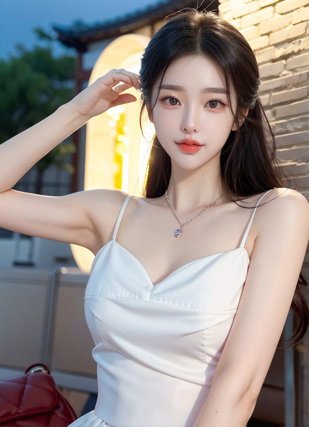 Hayoon, 1 girl, detailed face, a woman with long black hair, smile, outdoor scene, ((smiling)), (night light), led lighting, magnificent light, ((fire works)), close up, portrait, upperbody, RAW, (intricate details:1.3), (best quality:1.3), (masterpiece:1.3), (hyper realistic:1.3), best quality, 1 girl, ultra-detailed, ultra high resolution, very detailed mphysically based rendering, dynamic angle, dynamic pose, wind, 8K UHD, Vivid picture, High definition, intricate details, detailed texture, finely detailed, high detail, extremely detailed cg, High quality shadow, a realistic representation of the face, beautiful detailed, (high detailed skin, skin details), slim waist, beautiful and realistic and detailed hands and fingers:1, best ratio four finger and one thumb, (detailed face, detailed eyes, beautiful face), ((korean beauty, kpop idol, ulzzang, korean celebrity, korean cute, korean actress, korean, a beautiful 18 years old beautiful korean girl)), (high detailed skin, skin details), Detailed beautiful delicate face, Detailed beautiful delicate eyes, a face of perfect proportion, (beautiful and realistic and detailed hands and fingers:1.3), (Big breasts:1.3), (full body shot:1.3), (long legs:1.3), (sparkling eyes:1.3), (sparkling lips:1.3), taken by Canon EOS, SIGMA Art Lens 35mm F1.4, ISO 200 Shutter Speed 2000, Vivid ((korean beauty, kpop idol, ulzzang, korean celebrity, korean cute, korean actress, korean, 인스타 여신:1.3, a beautiful 18 years old beautiful korean girl)), (blue eye), (black long hair), chanel_jewelry, chanel_bag, vancleef_necklace, Nice legs and hot body, see-through, hourglass bodyshape , hayoon , photorealistic, Narin