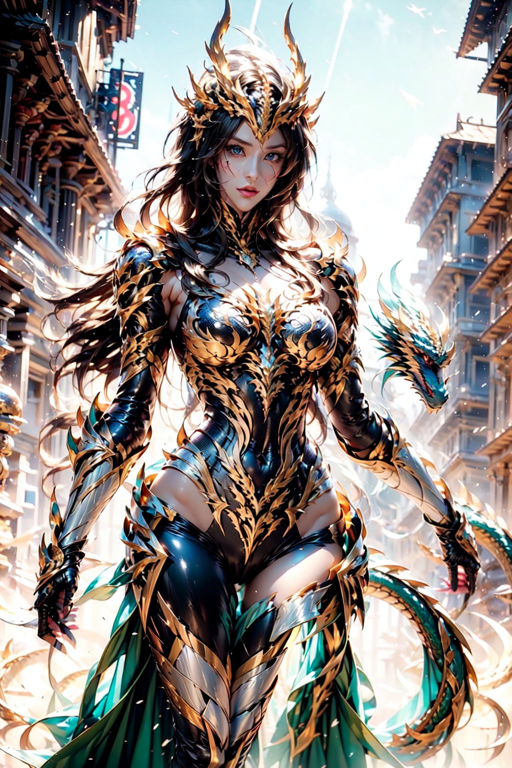 female Warrior,dragon, Gorgeous armor