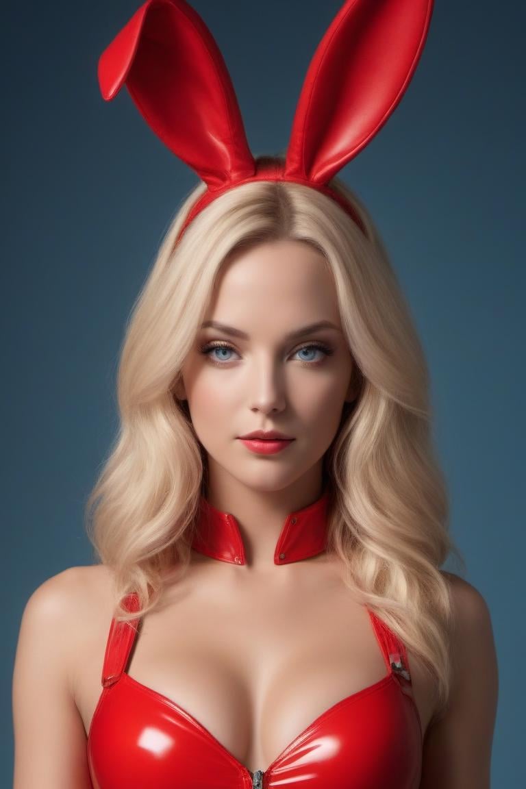 (((professional Digital Photography))), (((Sexy easter bunny girl wearing a bright red latex outfit))), (beautiful blond girl with bright blue eyes is winking at the camera),  (she has a very seductive look about her), (she has perfect breasts), complex 3d render, intricate reflections, Intricate shadows,cinematic, filmic image, ultra-detailed, HDR, Hyperrealism, professional photography, backlit, sharp focus, Panasonic Lumix s pro 50mm, 8K, octane rendering, raytracing, intricate shadows, (((professional photography))), high definition, photorealism, hyper-realistic, bokeh, depth of field, HDR, dynamically backlit, sharp focus, sharp edges, studio soft light, rim light, vibrant details,   <lora:Craig_Severance_-_Sexy_Easter_Bunny_Girl:1>