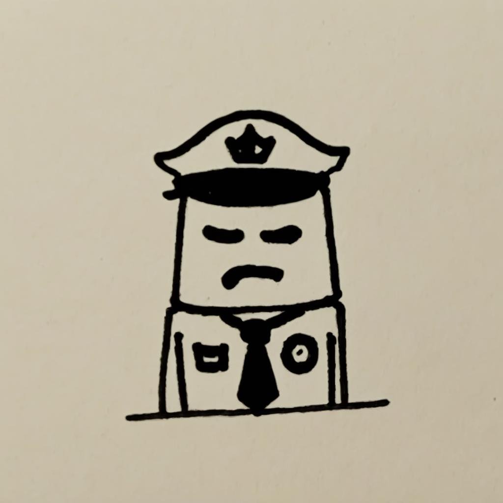A drawing ofA angry police officer, , doodle, DoodleRedm,  <lora:DoodlePashOriginalDEBWithTEWithRP:1>
