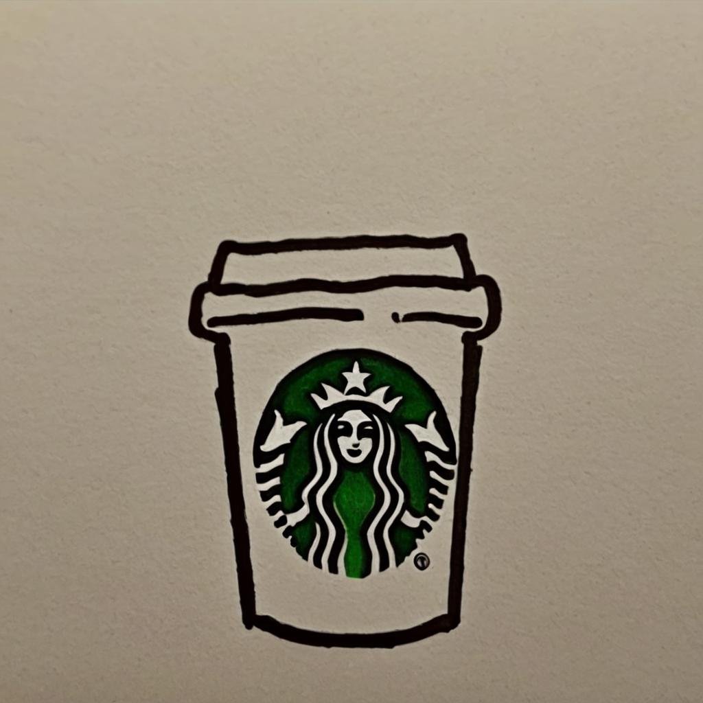 A drawing ofStarbucks coffe cup,, doodle, DoodleRedm,  <lora:DoodlePashOriginalDEBWithTEWithRP:1>