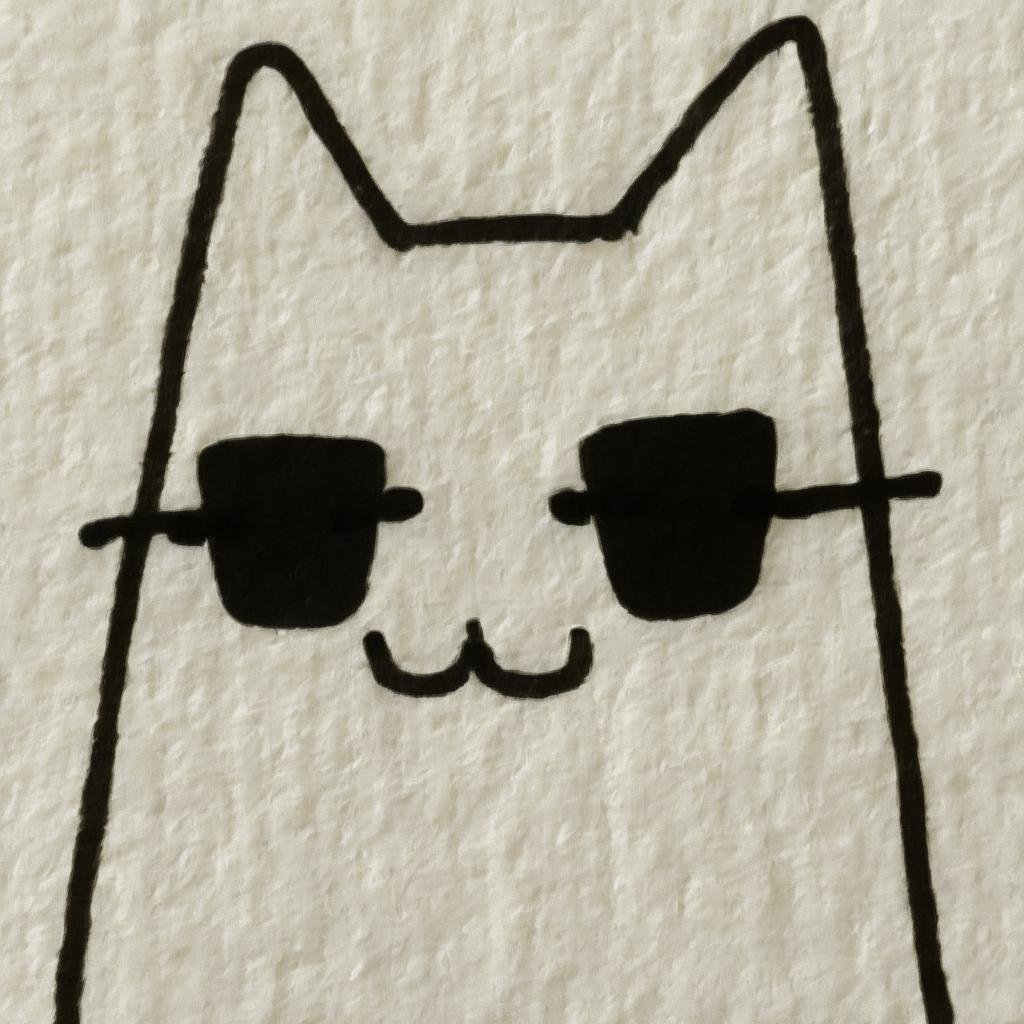 A drawing ofcat wearing sunglasses, , doodle, DoodleRedm,  <lora:DoodlePashOriginalDEBWithTEWithRP:1>