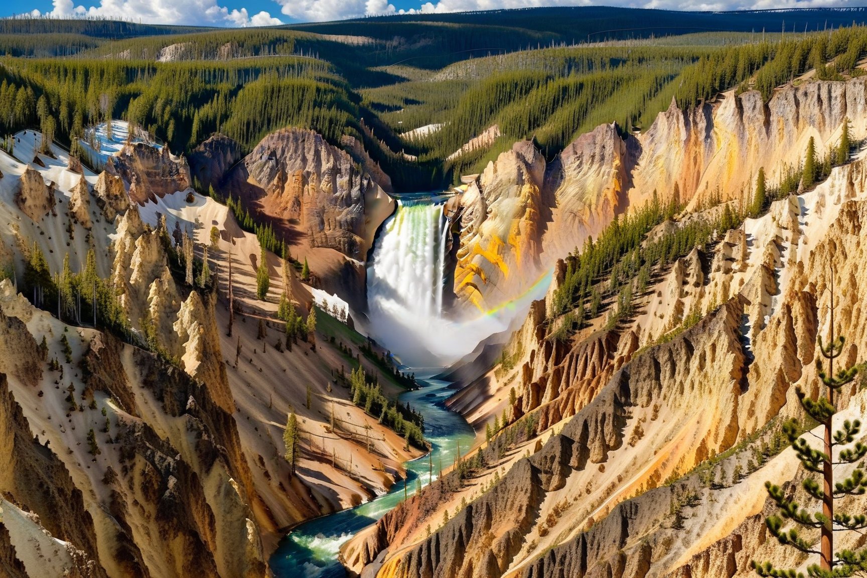 ((Hyper-Realistic)) detailed scene of Artist Point \(art1stp0int\) in Yellowstone,waterfall,tree,rock,forest, mountain,landscape,scenery,nature,water,day
BREAK 
aesthetic,rule of thirds,depth of perspective,perfect composition,studio photo,trending on artstation,cinematic lighting,(Hyper-realistic photography,masterpiece, photorealistic,ultra-detailed,intricate details,16K,sharp focus,high contrast,kodachrome 800,HDR:1.2),photo_b00ster,real_booster,ye11owst0ne,(art1stp0int:1.2),more detail XL,Ye11owst0ne