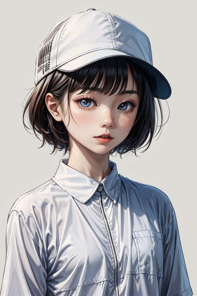 1 young Vietnamese girl, smart, confidence,10yo, white sport hat, white shirt