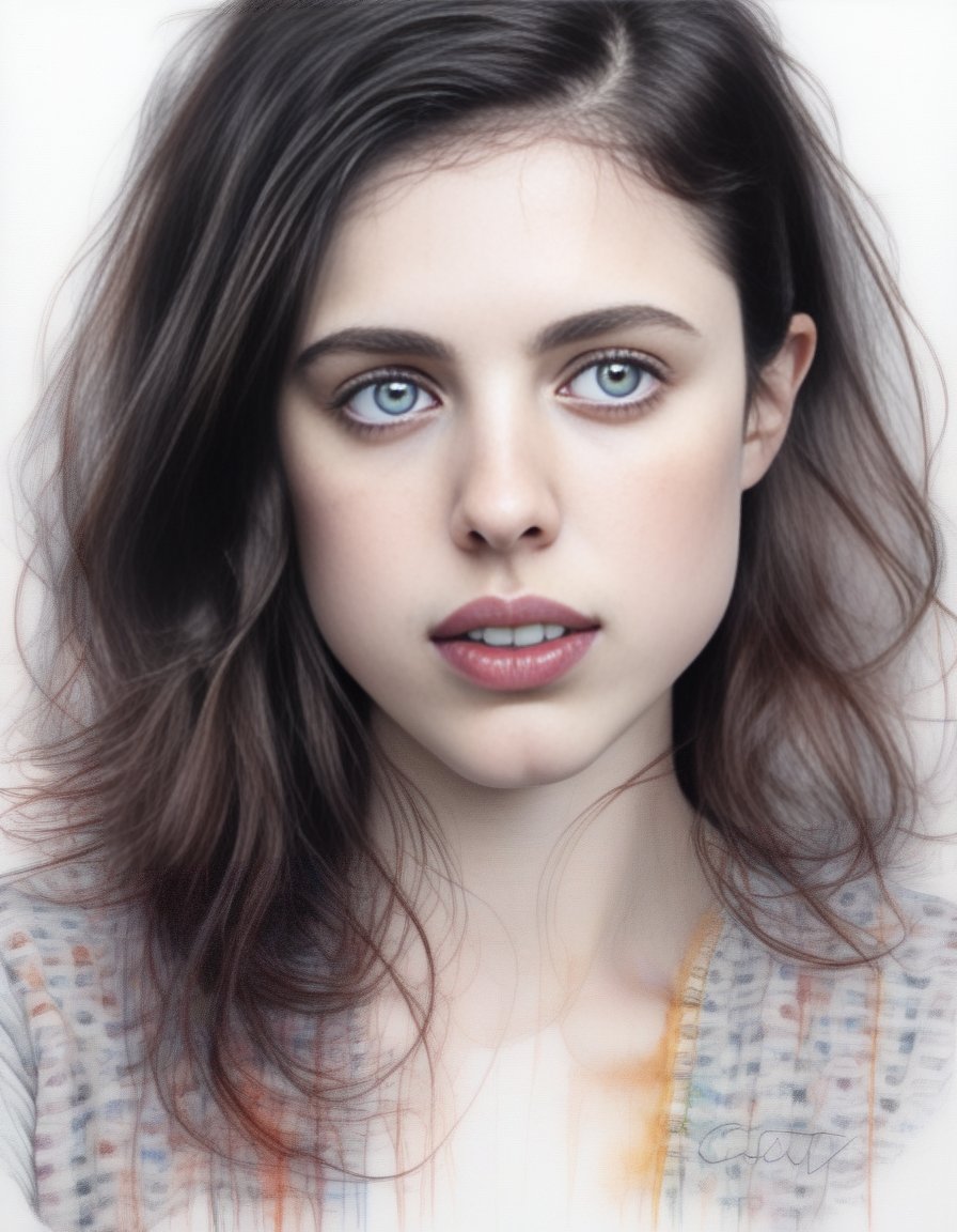 SarahMargaretQualley,<lora:SarahMargaretQualleySDXL:1>,A colored-pencil art of a beautiful woman.  Highly detailed. In the style of Agnes Cecile. The painting was recognized as a contest winner. It has been featured on CG Society.