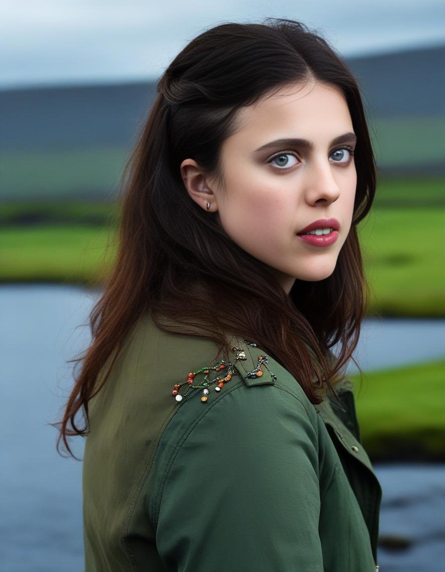 SarahMargaretQualley,<lora:SarahMargaretQualleySDXL:1>,candid shot, An Irish girl, style of spirit of Ireland, celticpunk, gaelic, surroundings of Connemara, irish spring colour, insane details, intricate details, hyperdetailed, bokeh,  rainy and sunlight, vibrant colors, Nikon D800, 85mm, f1.4,