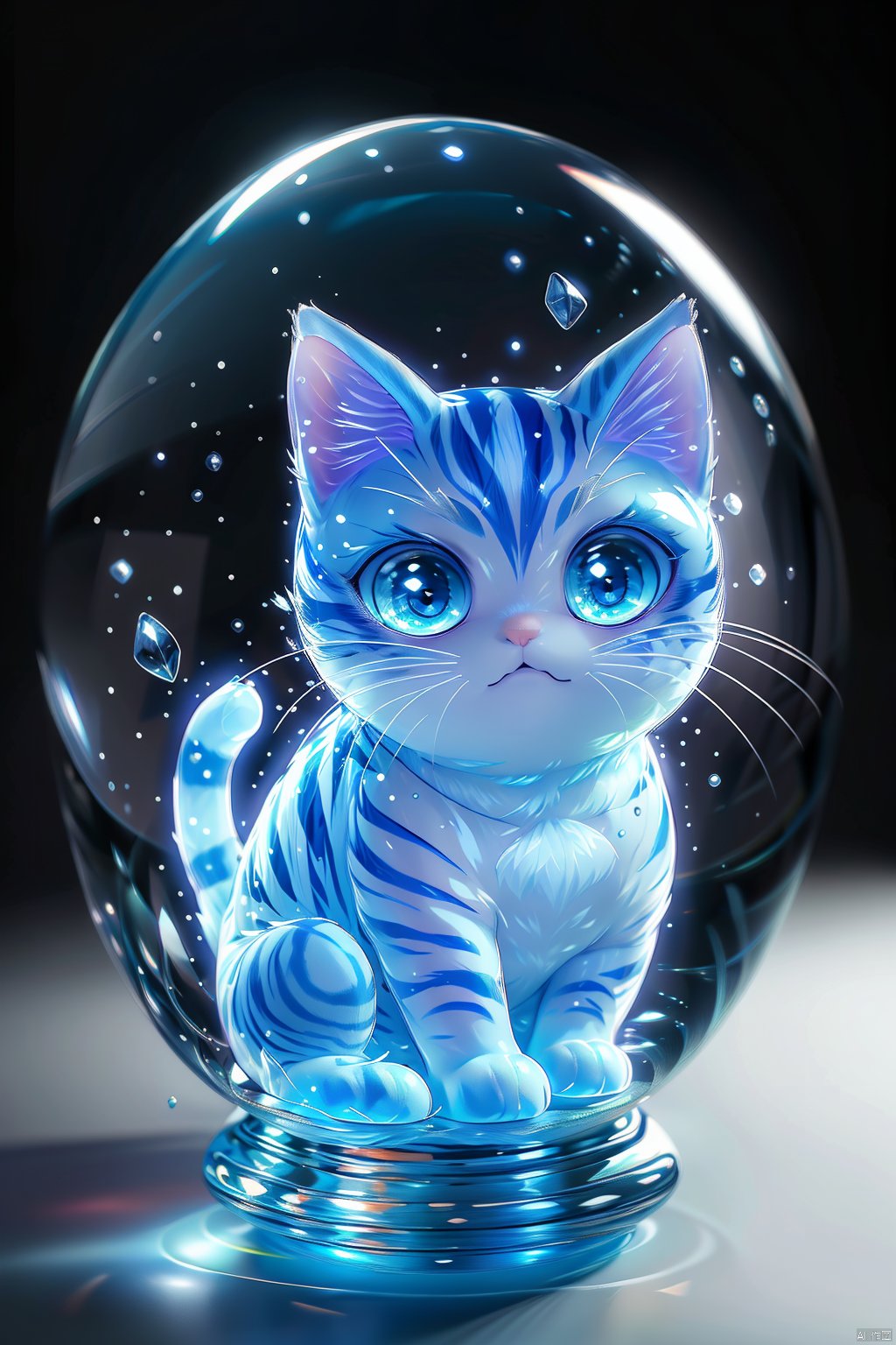 Jelly formed cat（（（masterpiece）））, （（best quality））, （（intricate details））（8k）,果冻形成的猫