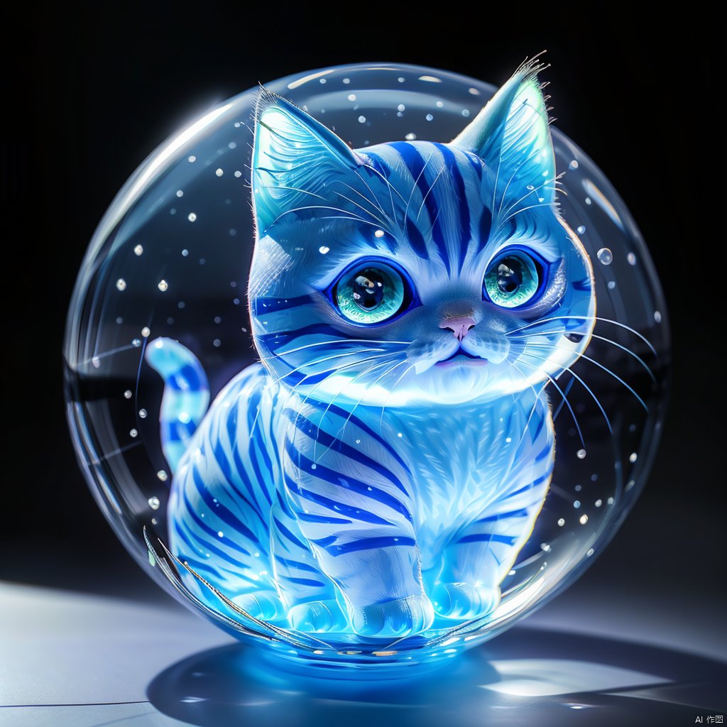 Jelly formed cat（（（masterpiece）））, （（best quality））, （（intricate details））（8k）,果冻形成的猫