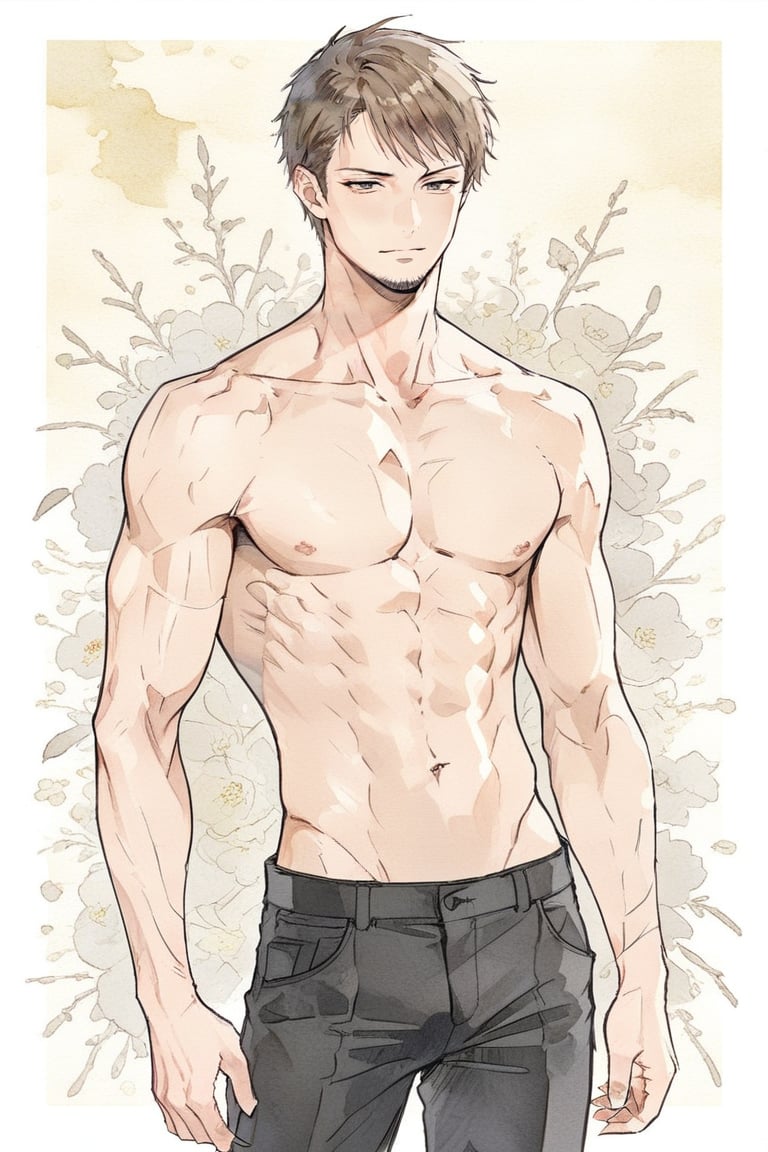 handsome,ikemen,Slender and muscular,abs,abstract background,
masterpiece, best quality,aesthetic,kyle_hyde