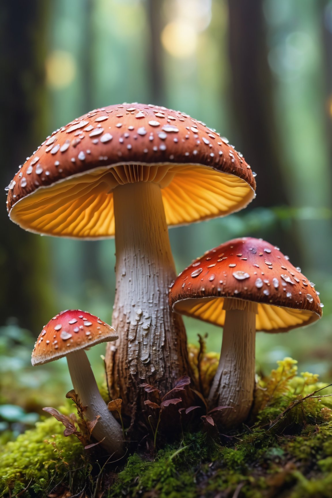 (best quality,4k,8k,highres,masterpiece:1.2),ultra-detailed,realistic, colorful mushrooms, close up, macro photography, vibrant colors, intricate patterns, magical forest theme, dreamlike atmosphere, soft lighting, bokeh, surreal art style