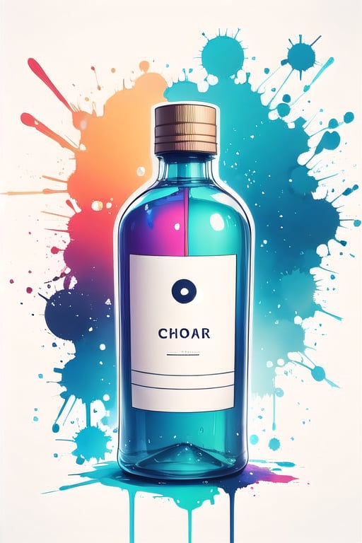 bottle,colorful,Chromaspots, white background