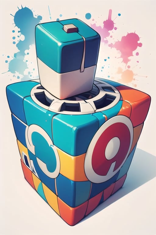 cube, colorful, white background, Chromaspots