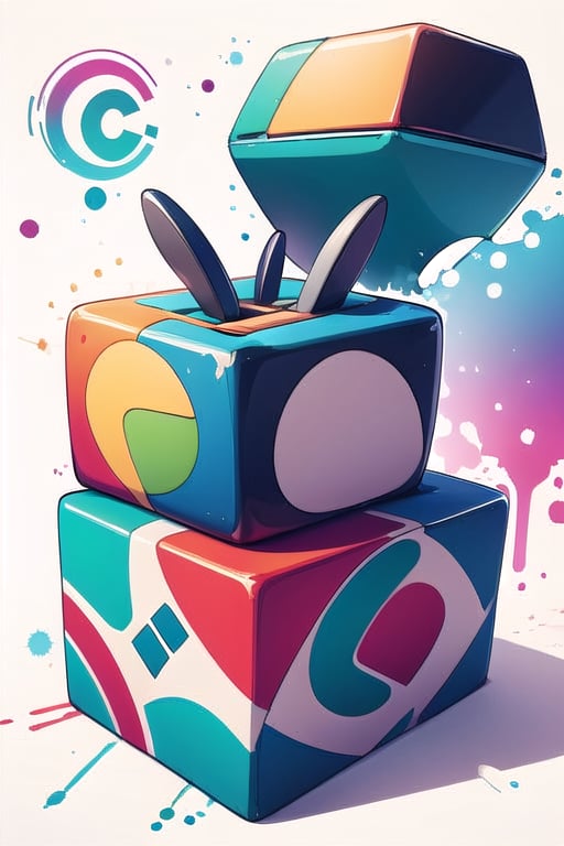 cube, colorful, white background, Chromaspots