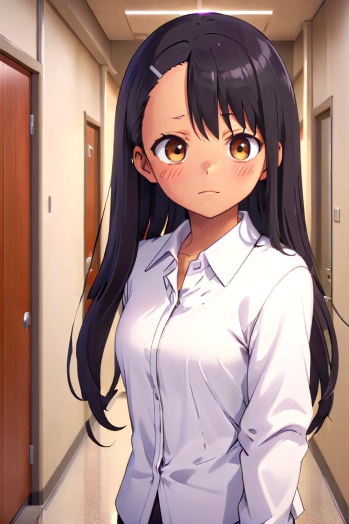 <lora:nagatoro hayase-000015:0.63>a girl nagatoro hayase standing in a japanese school hallway, she is wearing a collared white shirt,she is sneering, her face is hyper detailed, teasingdraw it in the style of Don't Toy with Me, Miss NagatoroThe soft lighting and detailed surroundings create an immersive environment where imagination runs wildhyper-detailed,hyper-detailed face, high quality visuals, dim Lighting, sharply focused, octane render, 8k UHD