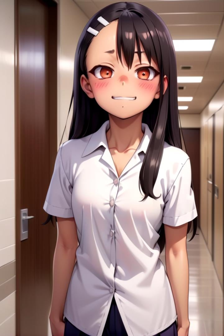 <lora:nagatoro hayase-000015:0.63>a girl nagatoro hayase standing in a japanese school hallway, she is wearing a collared white shirt,she has a smug expression and a smirk on her face, her mouth is closed, her face is hyper detailed,draw it in the style of Don't Toy with Me, Miss Nagatoro,The soft lighting and detailed surroundings create an immersive environment where imagination runs wildhyper-detailed,hyper-detailed face, high quality visuals, dim Lighting, sharply focused, octane render, 8k UHD