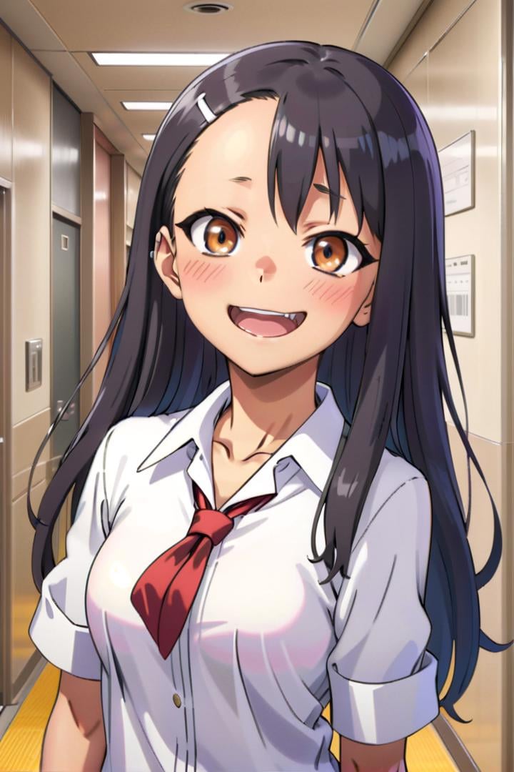 <lora:nagatoro hayase-000015:0.63>a girl nagatoro hayase standing in a japanese school hallway, she is wearing a collared white shirt,she has a smug expression and a smirk on her face, her mouth is closed, her face is hyper detailed, teasing,draw it in the style of Don't Toy with Me, Miss NagatoroThe soft lighting and detailed surroundings create an immersive environment where imagination runs wildhyper-detailed,hyper-detailed face, high quality visuals, dim Lighting, sharply focused, octane render, 8k UHD