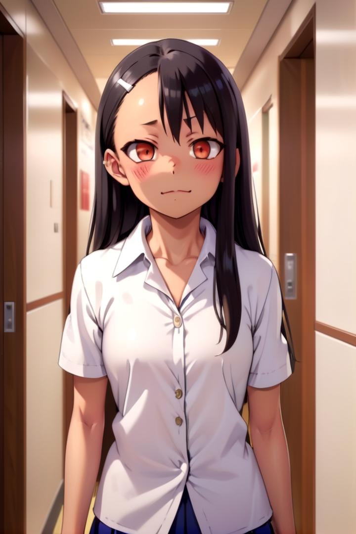 <lora:nagatoro hayase-000015:0.63>a girl nagatoro hayase standing in a japanese school hallway, she is wearing a collared white shirt,she has a smug expression and a smirk on her face, her mouth is closed, her face is hyper detailed,draw it in the style of Don't Toy with Me, Miss NagatoroThe soft lighting and detailed surroundings create an immersive environment where imagination runs wildhyper-detailed,hyper-detailed face, high quality visuals, dim Lighting, sharply focused, octane render, 8k UHD