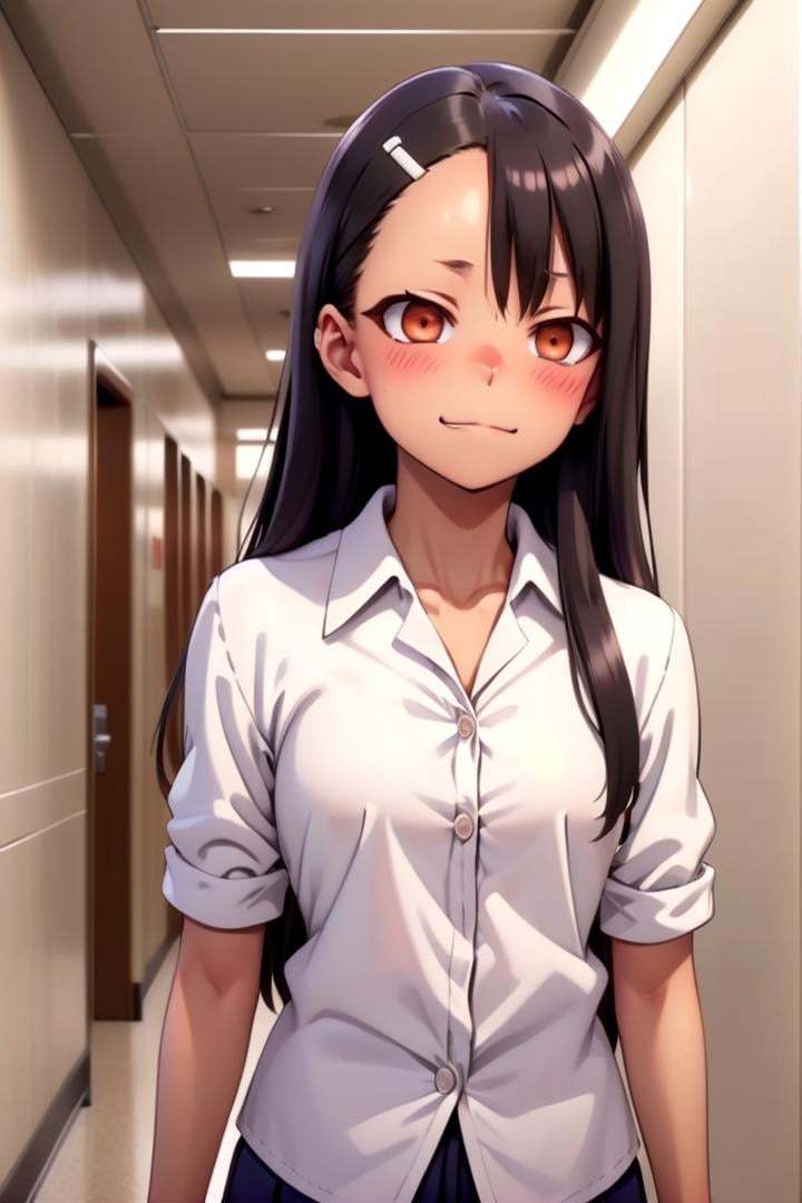 <lora:nagatoro hayase-000015:0.63>a girl nagatoro hayase standing in a japanese school hallway, she is wearing a collared white shirt,she has a smug expression and a smirk on her face, her mouth is closed, her face is hyper detailed,draw it in the style of Don't Toy with Me, Miss Nagatoro,The soft lighting and detailed surroundings create an immersive environment where imagination runs wildhyper-detailed,hyper-detailed face, high quality visuals, dim Lighting, sharply focused, octane render, 8k UHD