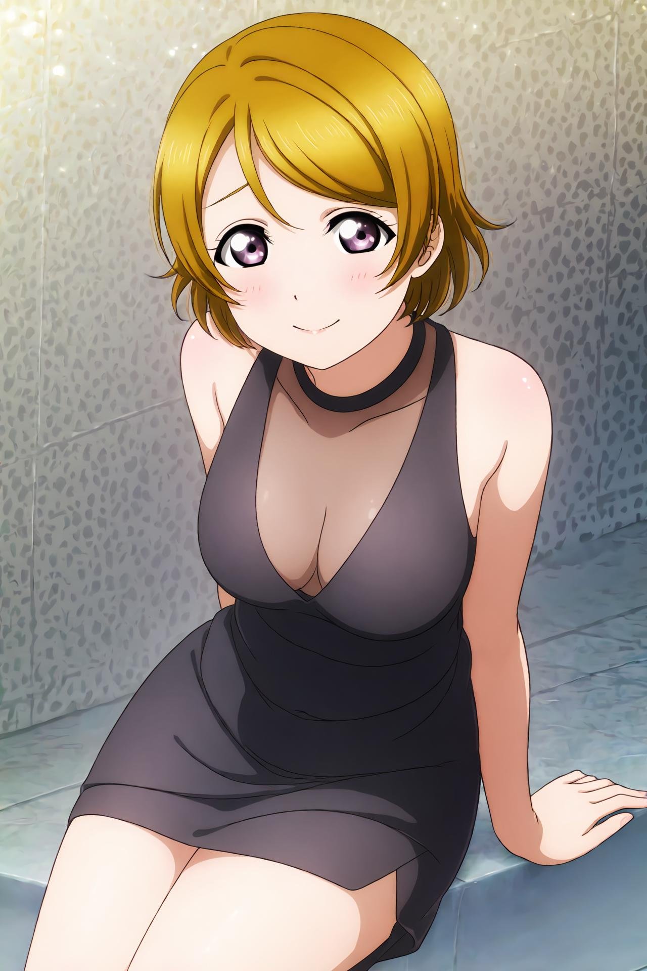 masterpiece, high quality, defined pupil, looking at viewer, rounded pupil, defined iris, (soft iris:1.2),1girl, sitting, straight on,happy, light smile, closed mouth,(black cocktail dress:1.2), (slim dress:1.2), black skirt,simple background,(slightly_big_breasts:1.3),  perfect_breasts, sexy_body,  thighs,ADDBASEmasterpiece, high quality, defined pupil, looking at viewer, rounded pupil, defined iris, (soft iris:1.2),1girl, sitting, straight on,happy, light smile, closed mouth,(black cocktail dress:1.2), (slim dress:1.2), black skirt,simple background,(slightly_big_breasts:1.3),  perfect_breasts, sexy_body,  thighs, <lora:id_hanayo_koizumi:1>