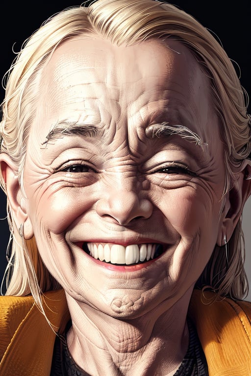 an xtch crosshatching illustration of an older woman laughing hysterically, (front facing:1.6), (her face emerging from darkness:1.4), (split lighting from left side:1.4), front lighting from below, highly detailed, dynamic range, ochre background, tan theme, ochre, tan and orange, spot color, ultra detailed, high quality, extremely fine and beautiful design, award winning, masterpiece, sharp focus, 8K ,XTCH, art style, crosshatching, crosshatch, illustration, portrait, shading, XTCH, art style, crosshatching, crosshatch, illustration, portrait, shading,