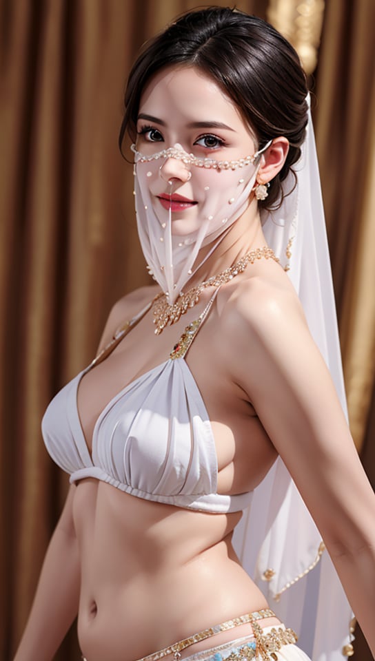 (best quality, masterpiece:1.2),ultra detailed,(photo realistic:1.4),1girl,,belly_dancer,face_veil