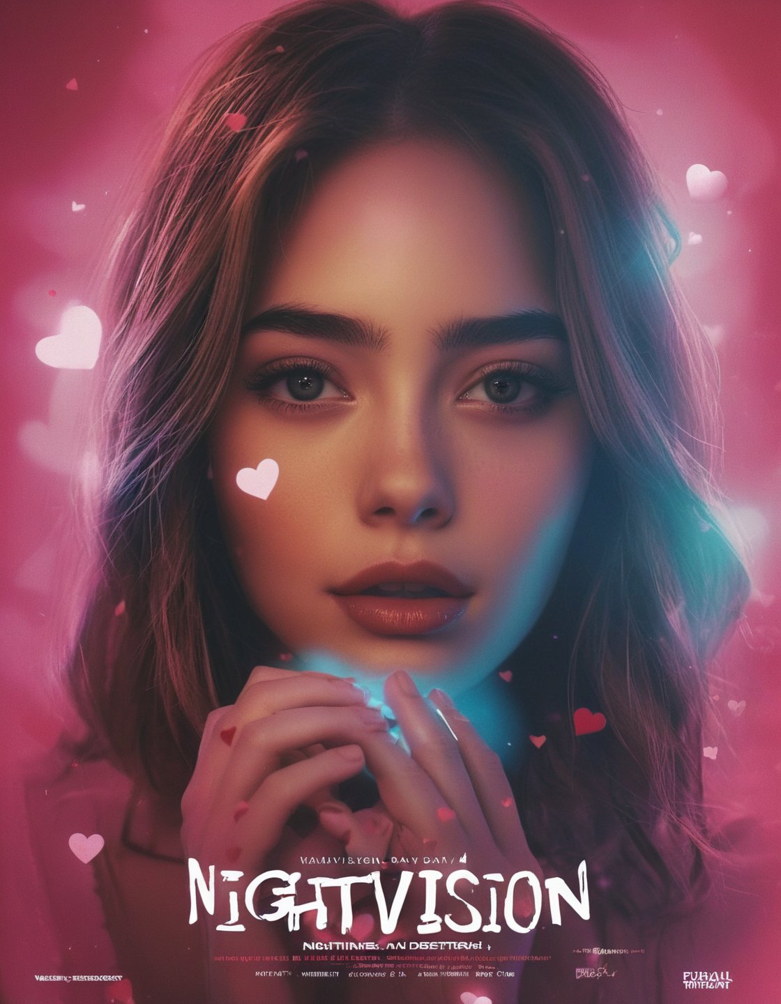 __filmgenre__ (Valentines day movie poster with title and text graphics "NIGHTVISION":1.3),  Lovestruck Waifu movie starring __fceleb__