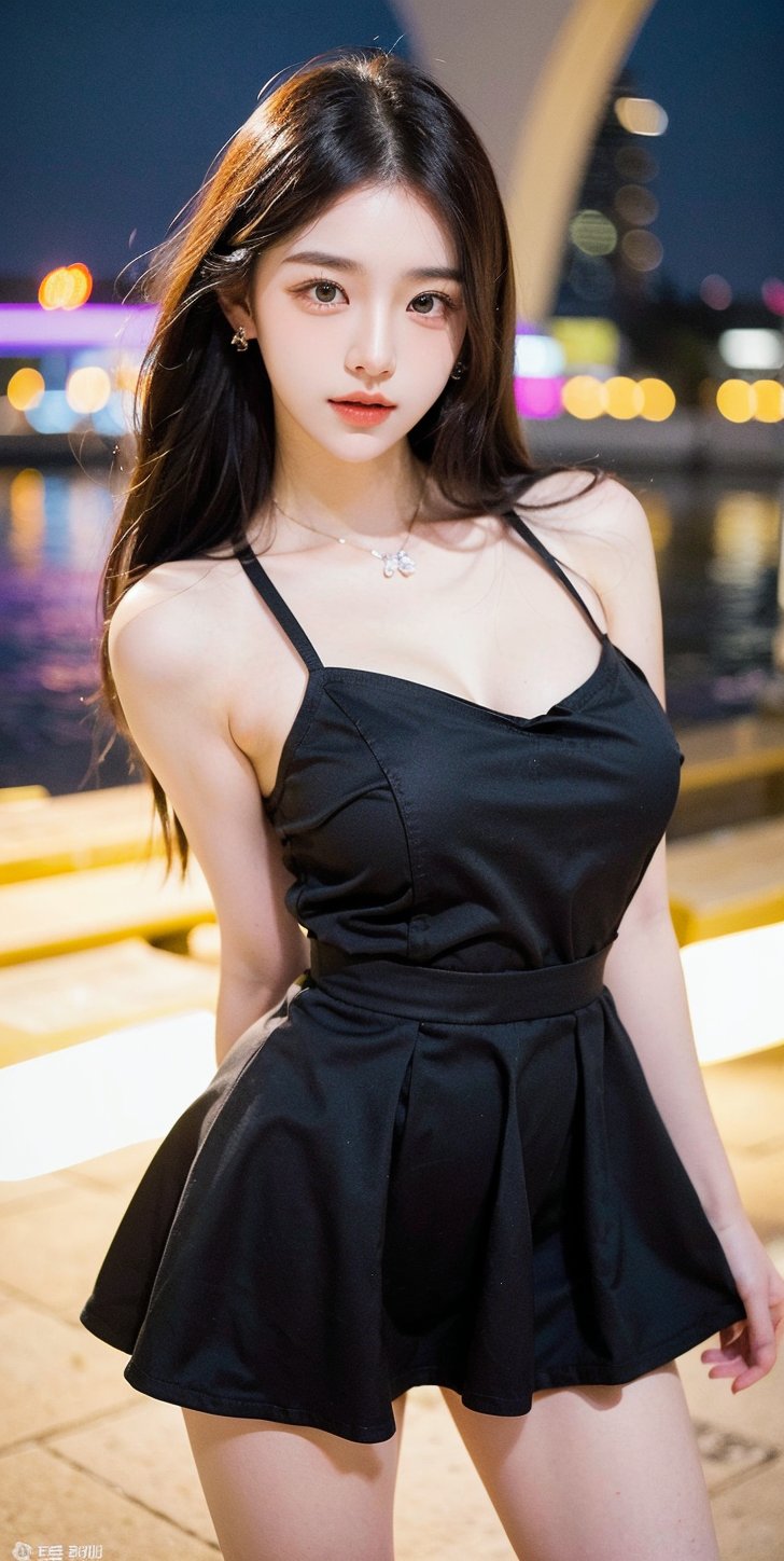 Solo, 1 girl, detailed face, a woman with long black hair and a black dress), outdoor scene, (night light), led lighting, magnificent light, ((fire works)), close up, portrait, upperbody, RAW, (intricate details:1.3), (best quality:1.3), (masterpiece:1.3), (hyper realistic:1.3), best quality, 1 girl, ultra-detailed, ultra high resolution, very detailed mphysically based rendering, dynamic angle, dynamic pose, wind, 8K UHD, Vivid picture, High definition, intricate details, detailed texture, finely detailed, high detail, extremely detailed cg, High quality shadow, a realistic representation of the face, beautiful detailed, (high detailed skin, skin details), slim waist, beautiful and realistic and detailed hands and fingers:1, best ratio four finger and one thumb, (detailed face, detailed eyes, beautiful face), ((korean beauty, kpop idol, ulzzang, korean celebrity, korean cute, korean actress, korean, a beautiful 18 years old beautiful korean girl)), (high detailed skin, skin details), Detailed beautiful delicate face, Detailed beautiful delicate eyes, a face of perfect proportion, (beautiful and realistic and detailed hands and fingers:1.3), (Big breasts:1.3), (full body shot:1.3), (long legs:1.3), (sparkling eyes:1.3), (sparkling lips:1.3), taken by Canon EOS, SIGMA Art Lens 35mm F1.4, ISO 200 Shutter Speed 2000, Vivid ((korean beauty, kpop idol, ulzzang, korean celebrity, korean cute, korean actress, korean, 인스타 여신:1.3, a beautiful 18 years old beautiful korean girl)), (blue eye), (black long hair),chanel_jewelry, chanel_bag, vancleef_necklace,Nice legs and hot body, see-through,hourglass bodyshape ,Yewon,perfect light,Jessy,pastelbg,Anitoon2,Ayano