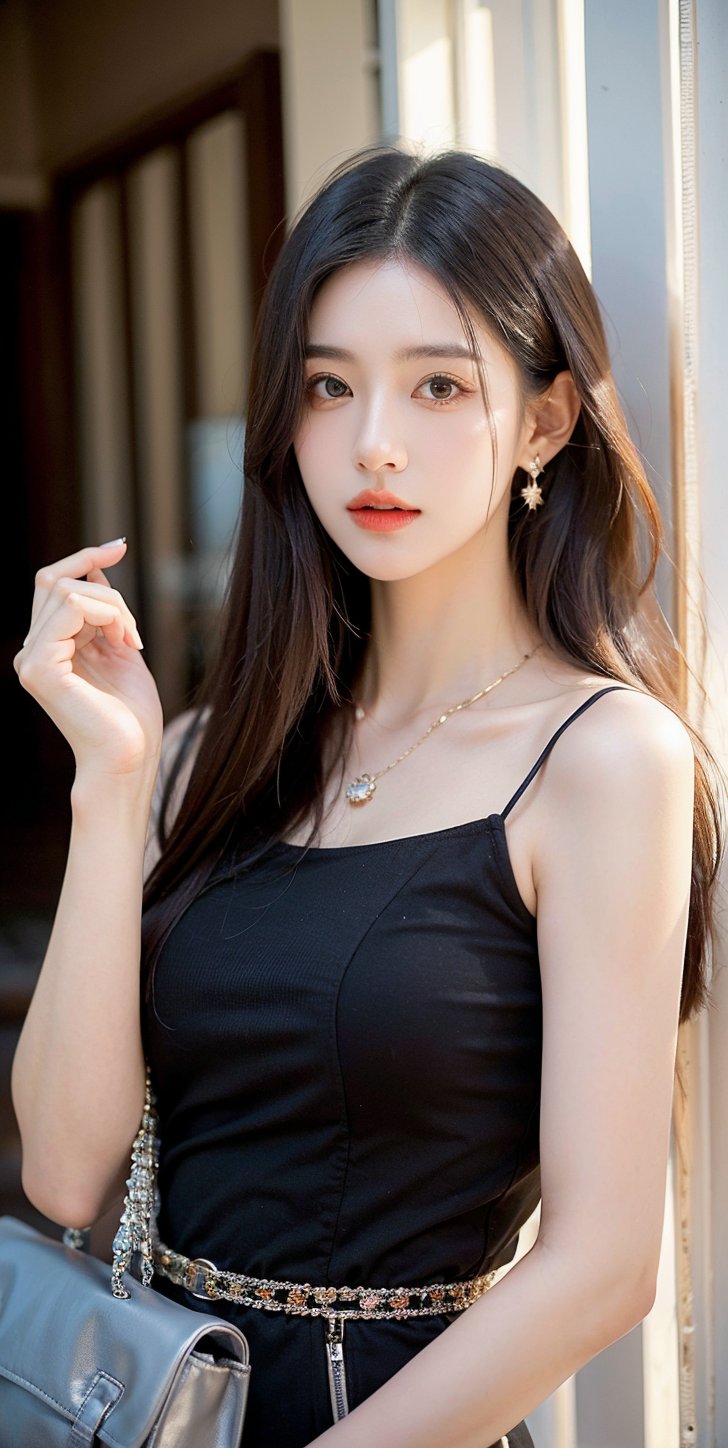 Solo, 1 girl, detailed face, a woman with long black hair and a black dress), outdoor scene, (night light), led lighting, magnificent light, ((fire works)), close up, portrait, upperbody, RAW, (intricate details:1.3), (best quality:1.3), (masterpiece:1.3), (hyper realistic:1.3), best quality, 1 girl, ultra-detailed, ultra high resolution, very detailed mphysically based rendering, dynamic angle, dynamic pose, wind, 8K UHD, Vivid picture, High definition, intricate details, detailed texture, finely detailed, high detail, extremely detailed cg, High quality shadow, a realistic representation of the face, beautiful detailed, (high detailed skin, skin details), slim waist, beautiful and realistic and detailed hands and fingers:1, best ratio four finger and one thumb, (detailed face, detailed eyes, beautiful face), ((korean beauty, kpop idol, ulzzang, korean celebrity, korean cute, korean actress, korean, a beautiful 18 years old beautiful korean girl)), (high detailed skin, skin details), Detailed beautiful delicate face, Detailed beautiful delicate eyes, a face of perfect proportion, (beautiful and realistic and detailed hands and fingers:1.3), (Big breasts:1.3), (full body shot:1.3), (long legs:1.3), (sparkling eyes:1.3), (sparkling lips:1.3), taken by Canon EOS, SIGMA Art Lens 35mm F1.4, ISO 200 Shutter Speed 2000, Vivid ((korean beauty, kpop idol, ulzzang, korean celebrity, korean cute, korean actress, korean, 인스타 여신:1.3, a beautiful 18 years old beautiful korean girl)), (blue eye), (black long hair),chanel_jewelry, chanel_bag, vancleef_necklace,Nice legs and hot body, see-through,hourglass bodyshape ,Yewon,perfect light,Jessy,pastelbg,Anitoon2,Ayano