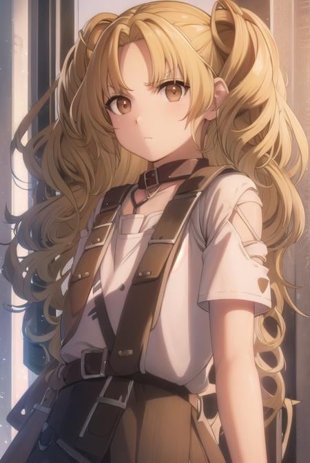 yuzukikatagiri, <lora:yuzuki katagiri s1-lora-nochekaiser:1>,yuzuki katagiri, long hair, bangs, blonde hair, twintails, (brown eyes:1.5), (parted bangs:1.5),BREAK skirt, shirt, thighhighs, white shirt, short sleeves, black skirt, collar, single thighhigh, argyle,BREAK outdoors,BREAK looking at viewer, (cowboy shot:1.5),BREAK <lyco:GoodHands-beta2:1>, (masterpiece:1.2), best quality, high resolution, unity 8k wallpaper, (illustration:0.8), (beautiful detailed eyes:1.6), extremely detailed face, perfect lighting, extremely detailed CG, (perfect hands, perfect anatomy),