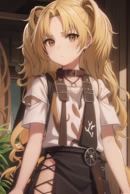 yuzukikatagiri, <lora:yuzuki katagiri s1-lora-nochekaiser:1>,yuzuki katagiri, long hair, bangs, blonde hair, twintails, (brown eyes:1.5), (parted bangs:1.5),BREAK skirt, shirt, thighhighs, white shirt, short sleeves, black skirt, collar, single thighhigh, argyle,BREAK outdoors,BREAK looking at viewer, (cowboy shot:1.5),BREAK <lyco:GoodHands-beta2:1>, (masterpiece:1.2), best quality, high resolution, unity 8k wallpaper, (illustration:0.8), (beautiful detailed eyes:1.6), extremely detailed face, perfect lighting, extremely detailed CG, (perfect hands, perfect anatomy),