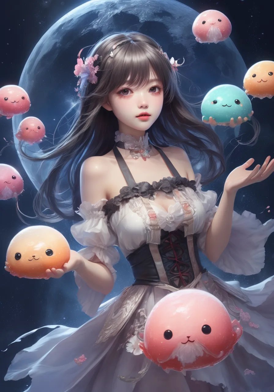 highres,best quality,summon deep dark fantasy kawaii mochi mochi wani wani panic