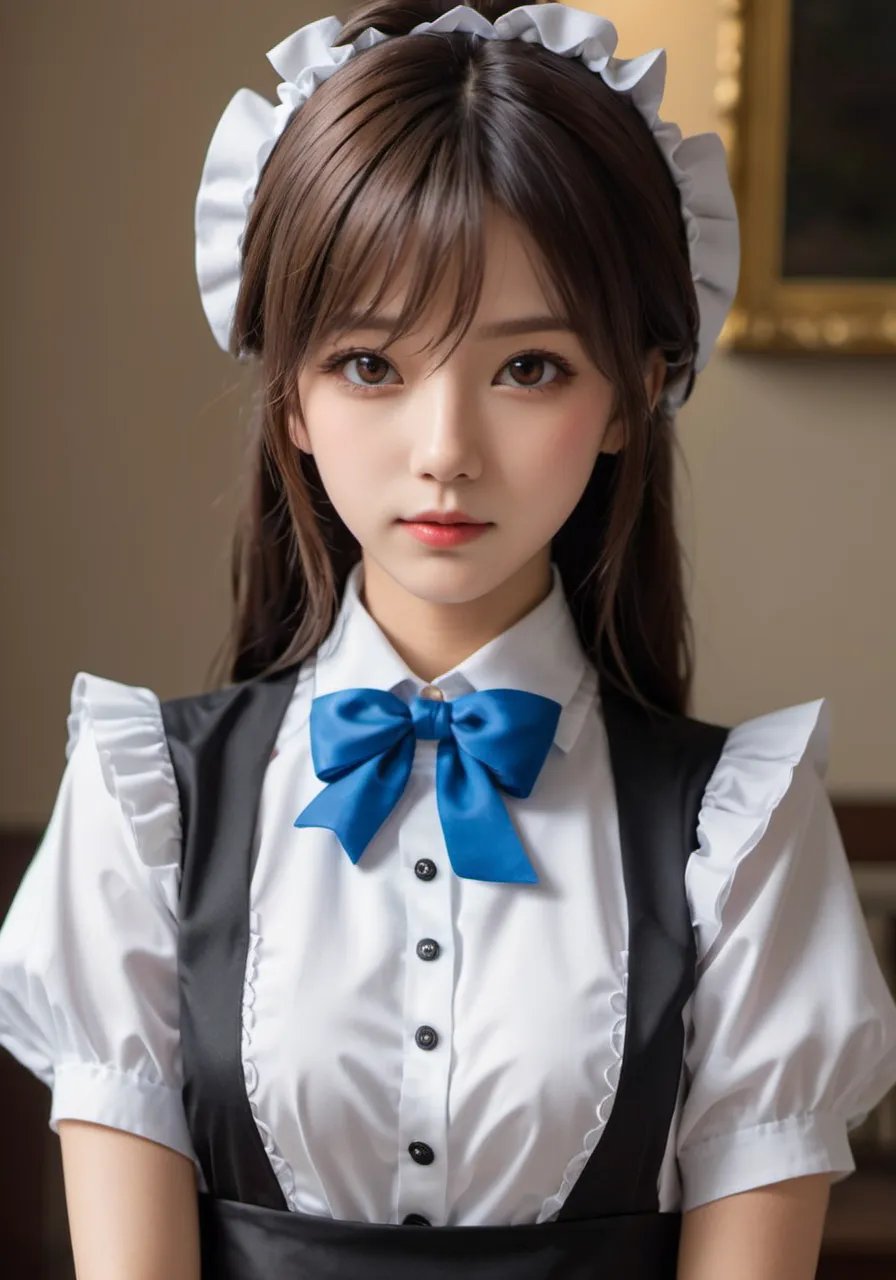 photograph, absurdres, highres, ultra detailed,maid girl,:d