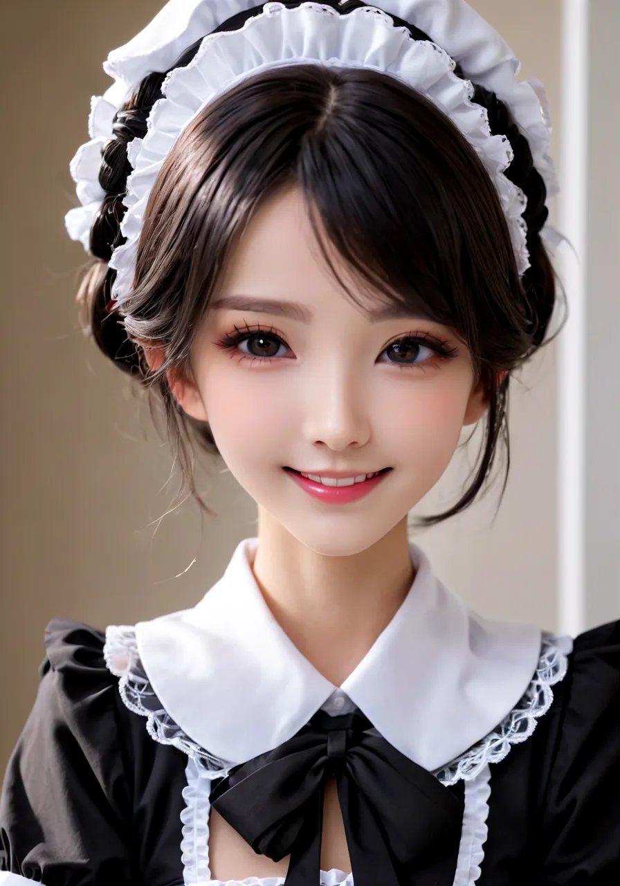 highres,best quality maid girl,face up,smile