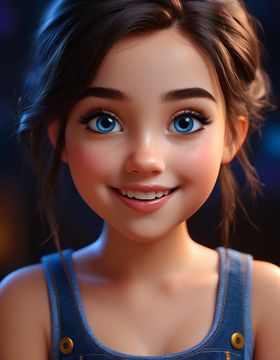 (masterpiece,  top quality,  best quality,  official art,  a nightly very dark 3D octane render,  contrast,  beautiful and aesthetic:1.2),  (Disney Pixar 3D octane render teen girl,  quirky,  tongue out,  cross-eyed),  blue eyes big smile with teeth,  upper body,  highest detailed, (Mechanical modification:1.2),  happy,  intricate,<lora:EMS-293963-EMS:0.100000>